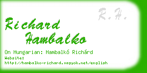 richard hambalko business card